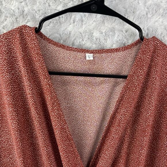 Red & White Polka Dot Dress Womens Size Large Tunic Top Blouse Shein - Picture 2 of 5